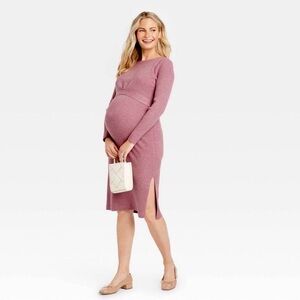 Isabel Maternity by Ingrid & Isabel Pinky Mauve Long Sleeve Sweater Dress